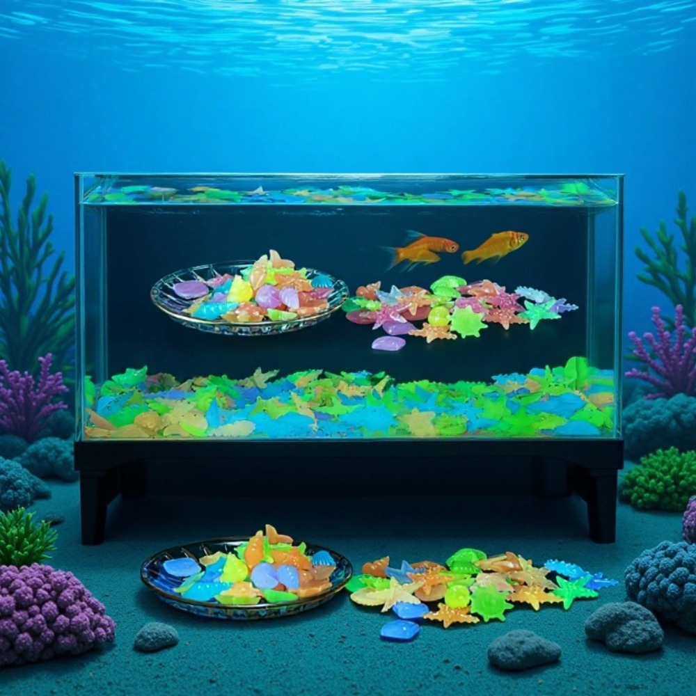 Aquarium Plant Design - Светящиеся океанские камни, флуоресцентные ракушки, разноцветные
